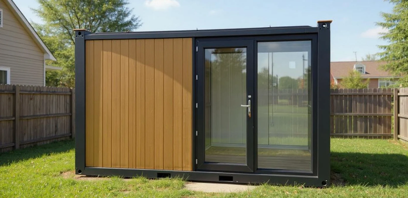 Series 400 M garden room — three-quarter view in garden context.