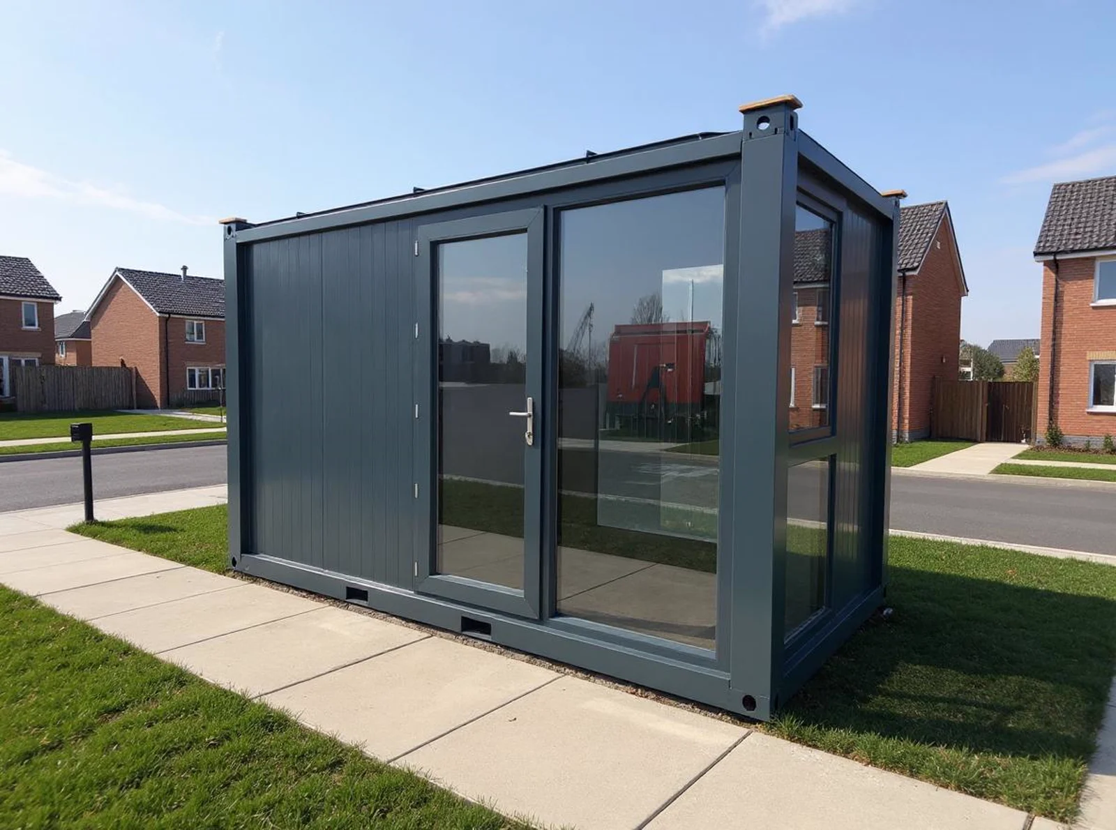 Series 400 M garden room — alternate exterior view with sky background.