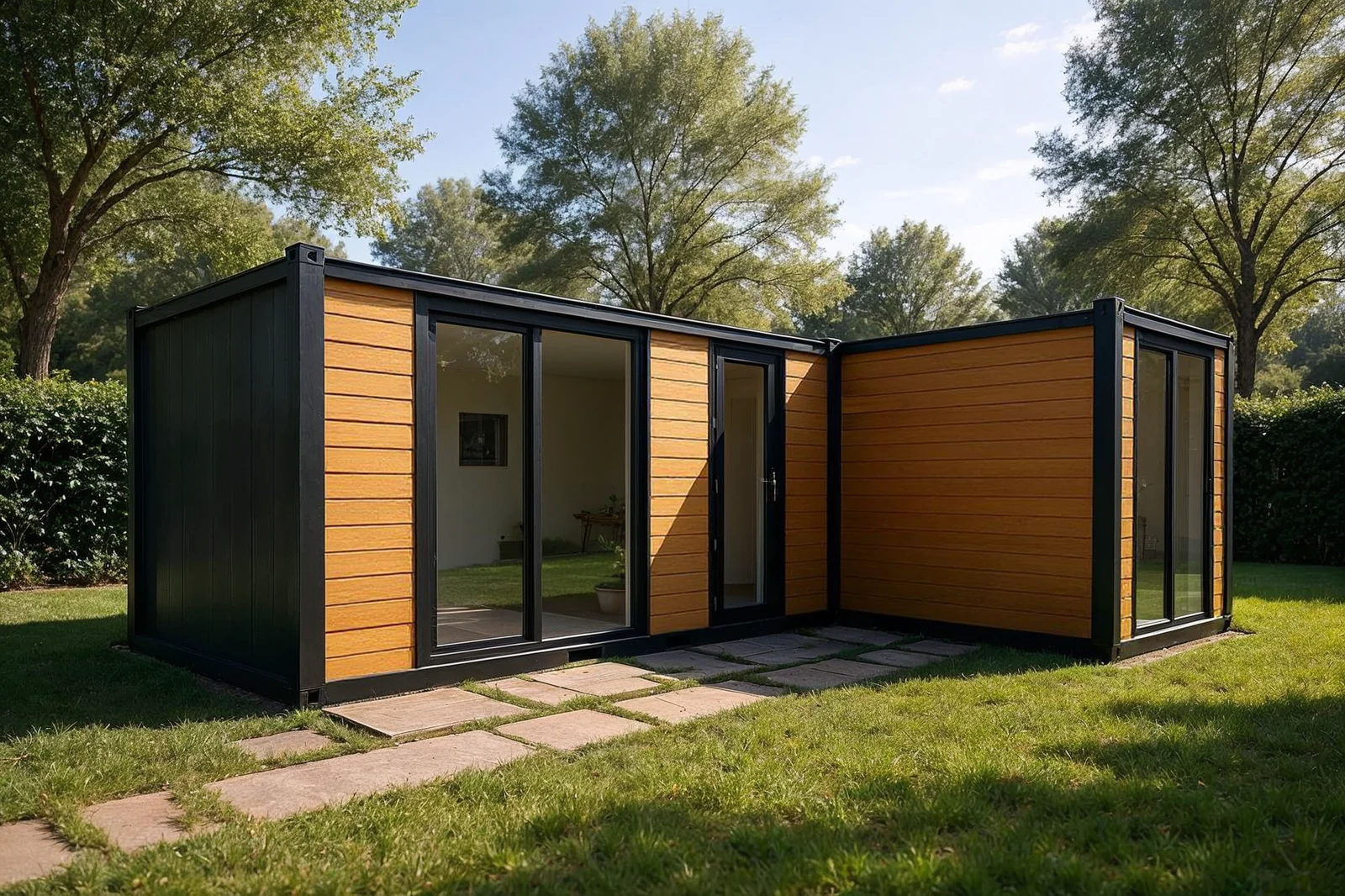 MODDOLIVING Garden Room Series 600C — large double-width unit with timber composite cladding.