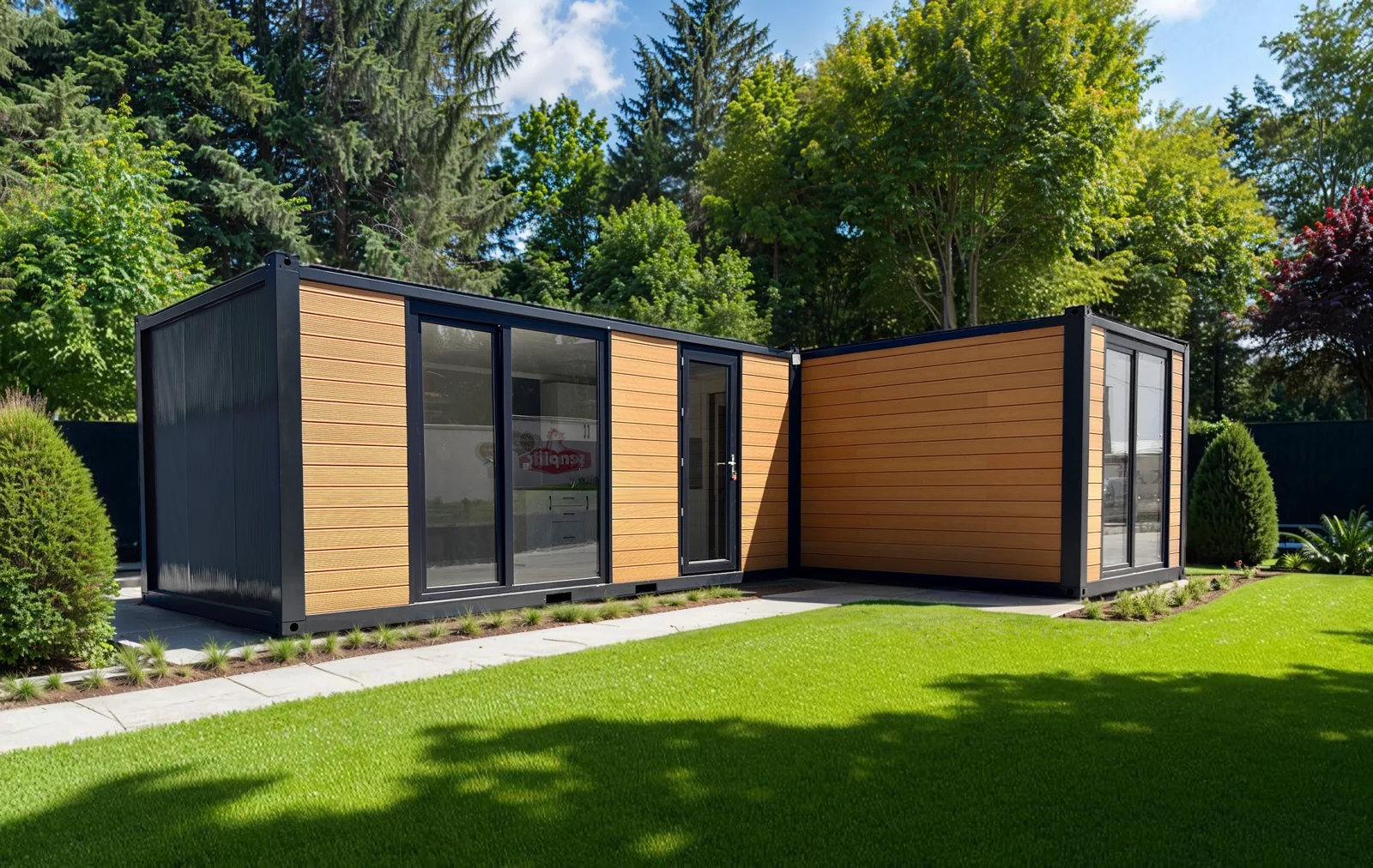 Series 600C XL garden room — close-up of the composite cladding and uPVC framing detail.