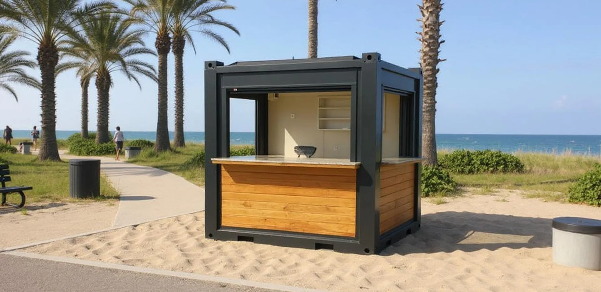 K200 S kiosk — close-up of the counter glazing and panel finish.