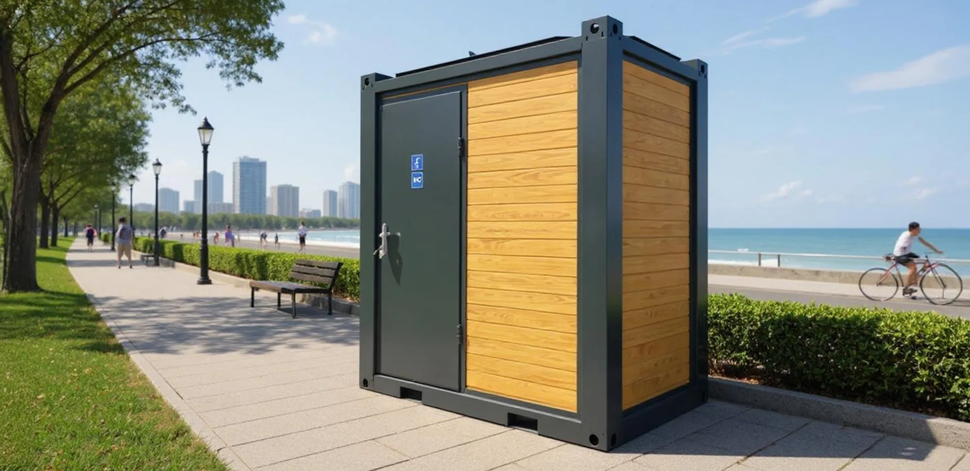 MODDOLIVING T135B small bathroom cabin — exterior view of a compact combined WC and shower unit.