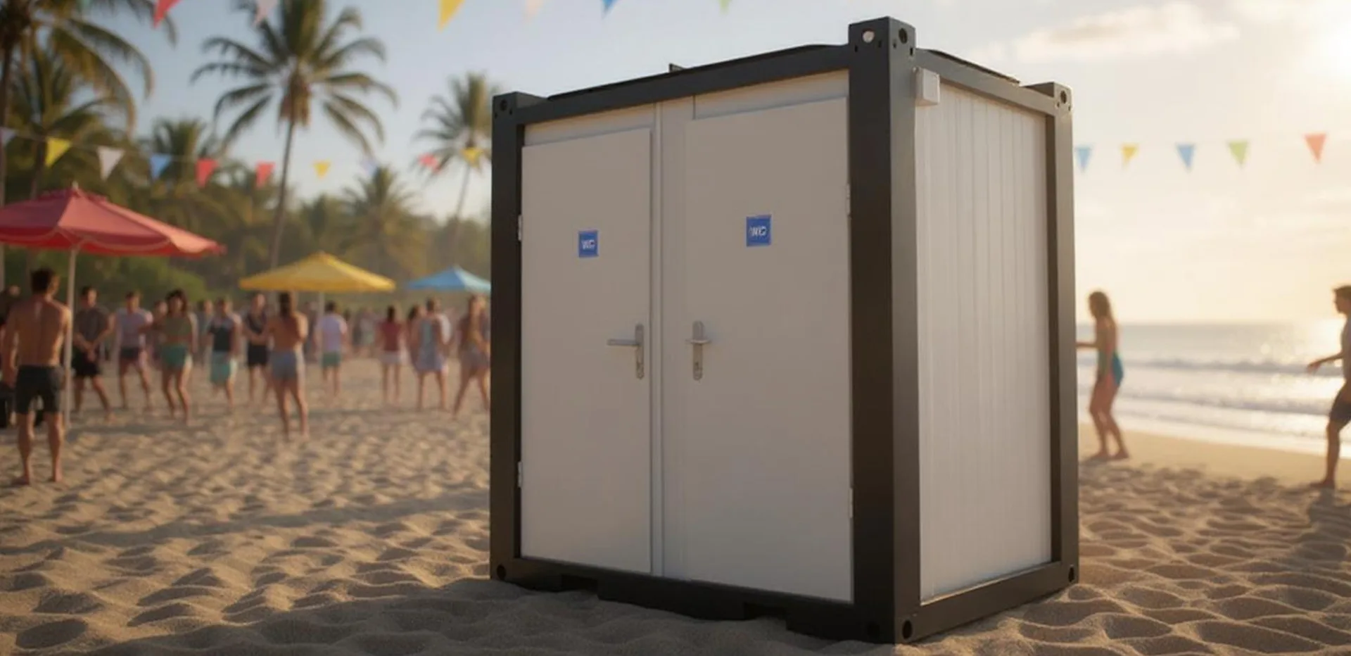 T135D double WC — three-quarter view at a campsite pitch.