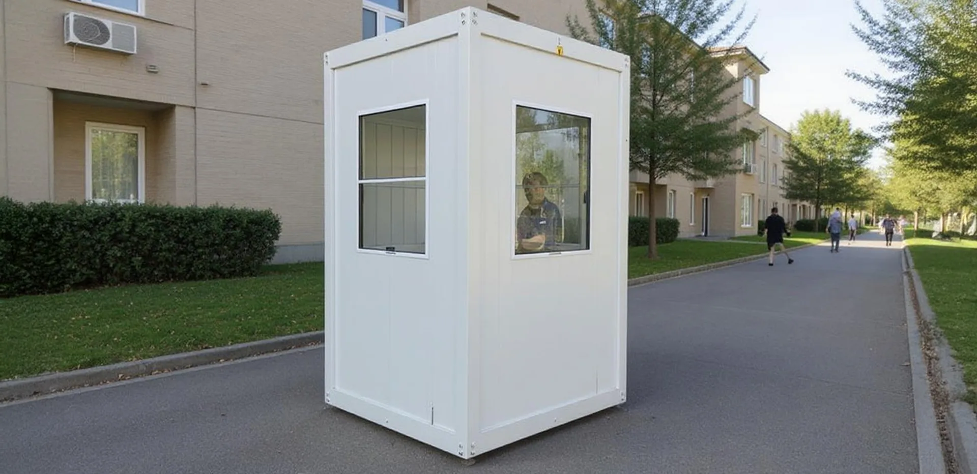 T110G S security hut — alternate exterior angle with steel-composite finish.